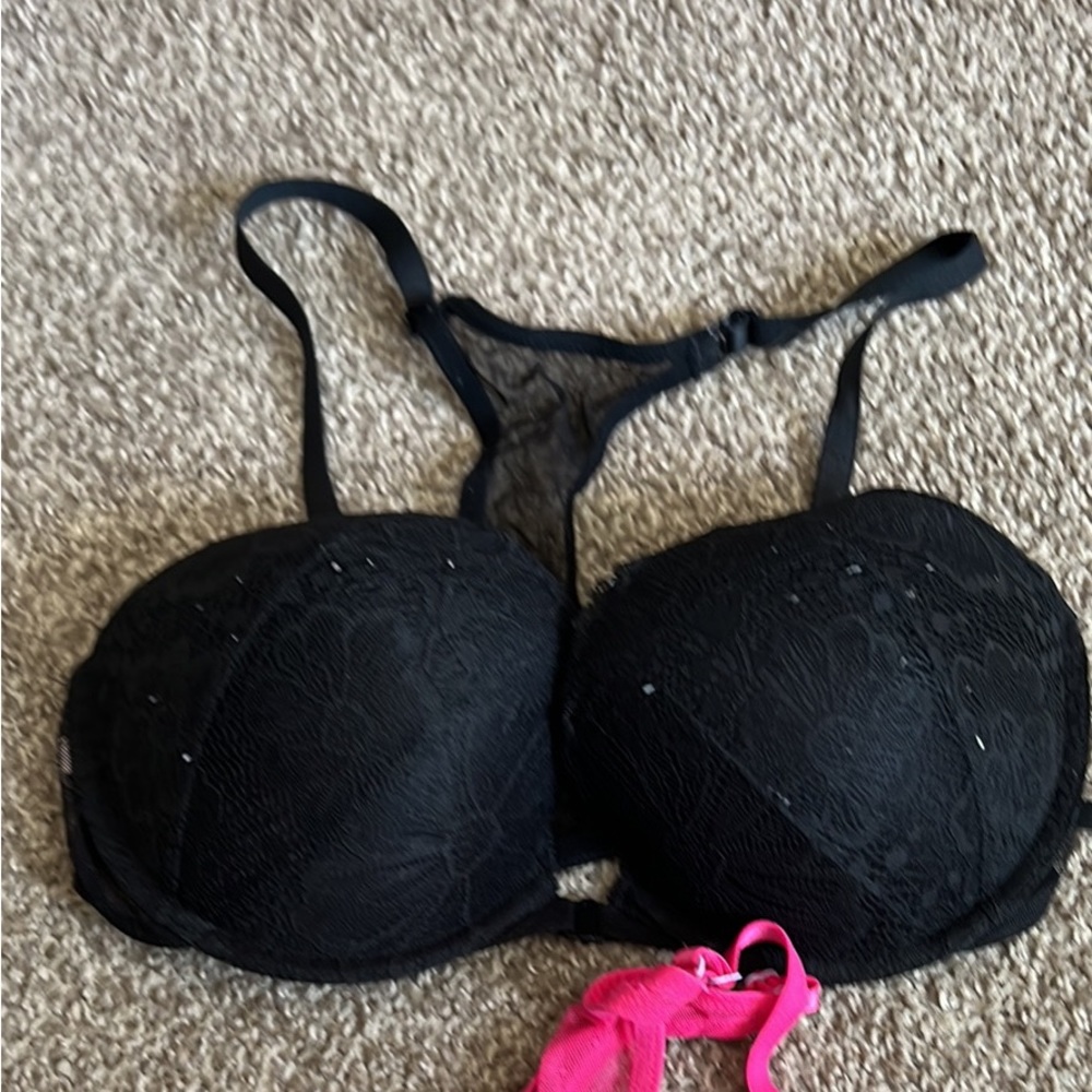 Victoria’s Secret black racer back bra clasp in front